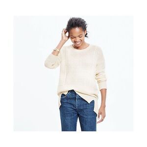 Madewell Texture Play Beige Cream Crew Neck Sweater Merino Wool Yak